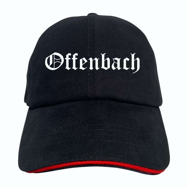 Offenbach Cappy - Altdeutsch bedruckt - Schirmmütze - Schwarz-Rotes Cap