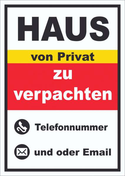 Haus zu verpachten von Privat Schild hochkant