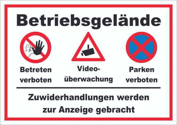 Schild Betriebsgelände Betreten Video Parken