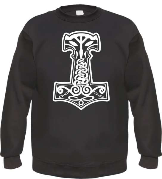 Thorshammer Mjolnir Sweatshirt - bedruckt - Pullover Druck Weiß