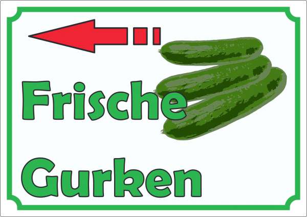 Frische Gurken Werbeaufkleber Aufkleber mit Pfeil nach links