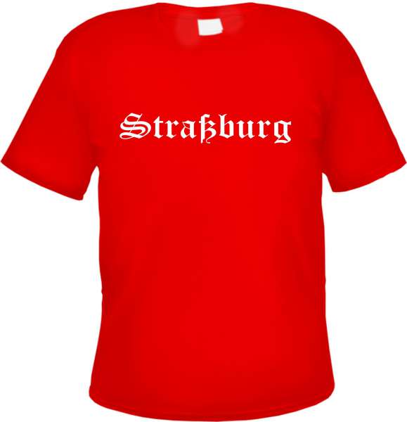 Straßburg Herren T-Shirt - Altdeutsch - Rotes Tee Shirt