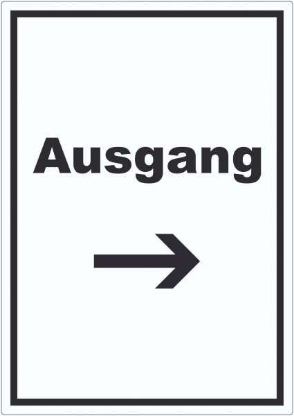 Ausgang Aufkleber mit Text und Richtungspfeil rechts Exit Schluss hochkant