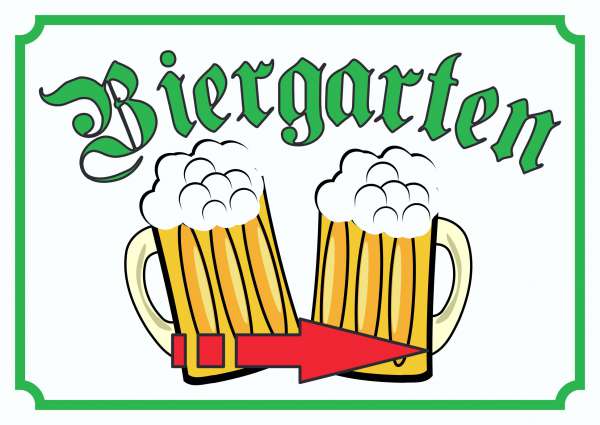 Biergarten Schild Pfeil rechts