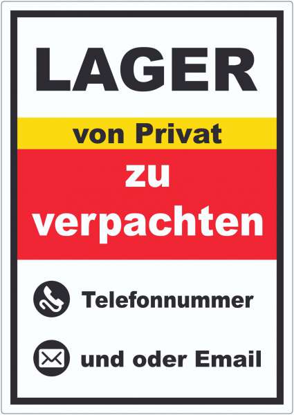 Lager zu verpachten von Privat Aufkleber hochkant