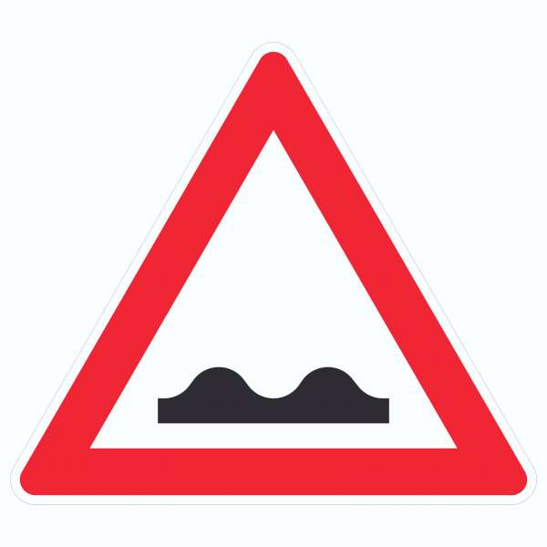 Aufkleber Dreick Achtung unebene Fahrbahn Symbol