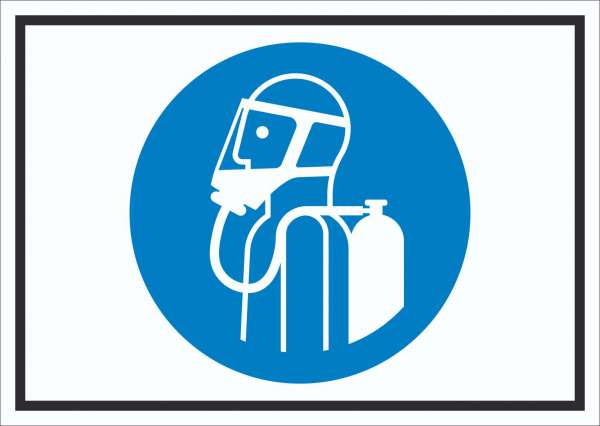 Umgebungsluftunabhängigen Atemschutz benutzen Symbol Schild