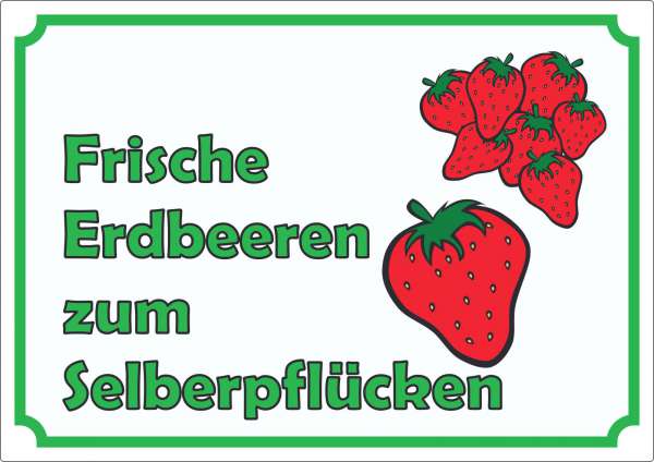 Werbeaufkleber Aufkleber Erdbeeren zum selberpflücken