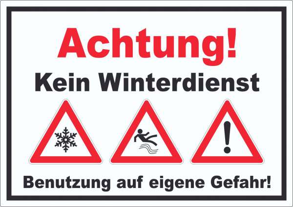 Achtung Kein Winterdienst Aufkleber