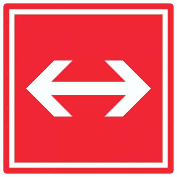Richtungspfeil rechts links Aufkleber Quadrat weiss rot Pfeil