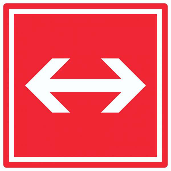 Richtungspfeil rechts links Aufkleber Quadrat weiss rot Pfeil