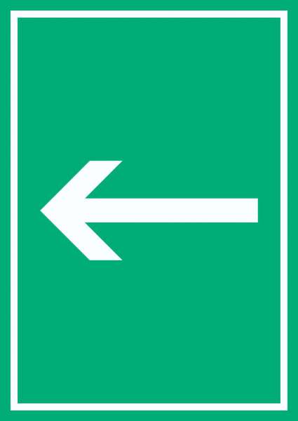 Richtungspfeil links Schild hochkant weiss grün Pfeil
