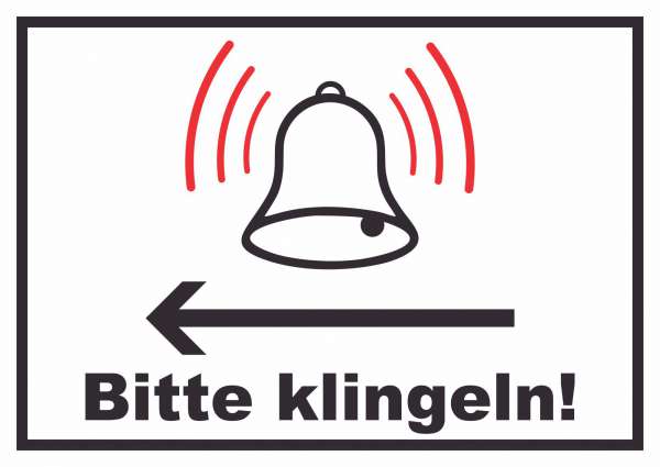 Bitte klingeln Richtungspfeil links Schild