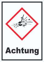 Vorschau: Schild Instabile explosive Stoffe Achtung Explosion hochkant Vorschau: Schild Instabile explosive Stoffe Achtung Explosion hochkant