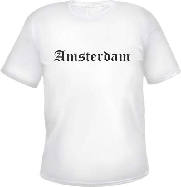 Amsterdam Herren T-Shirt - Altdeutsch - Weißes Tee Shirt