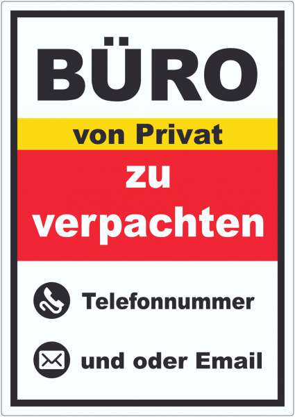 Büro zu verpachten von Privat Aufkleber hochkant