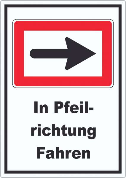 In Pfeilrichtung fahren rechts Symbol und Text Aufkleber