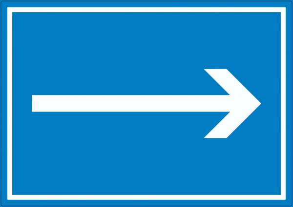 Richtungspfeil rechts Aufkleber waagerecht weiss blau Pfeil