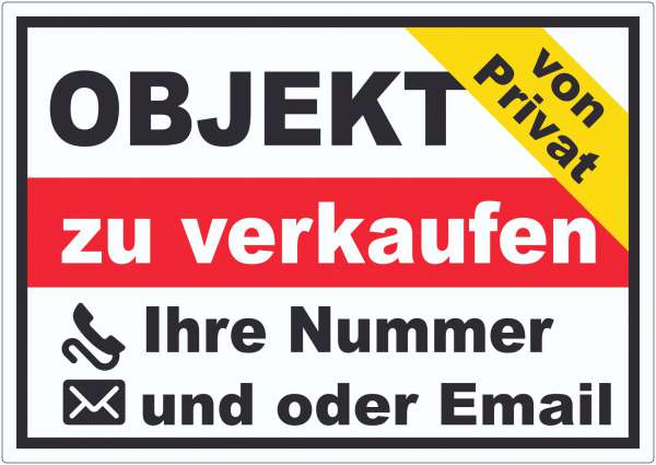 Objekt zu verkaufen von Privat Aufkleber