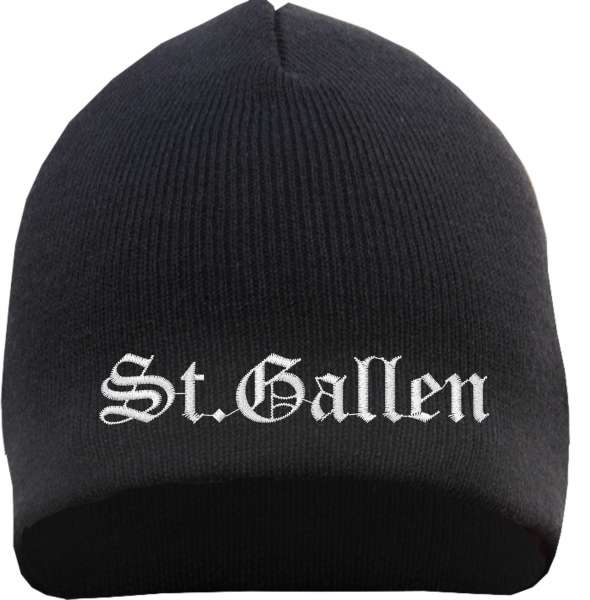 St.Gallen Beanie Mütze - Altdeutsch - Bestickt - Strickmütze Wintermütze