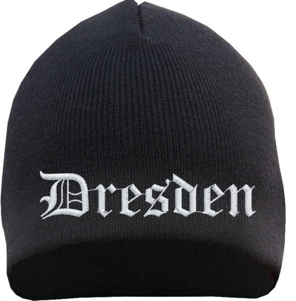 Dresden Beanie Mütze - Altdeutsch - Bestickt - Strickmütze Wintermütze