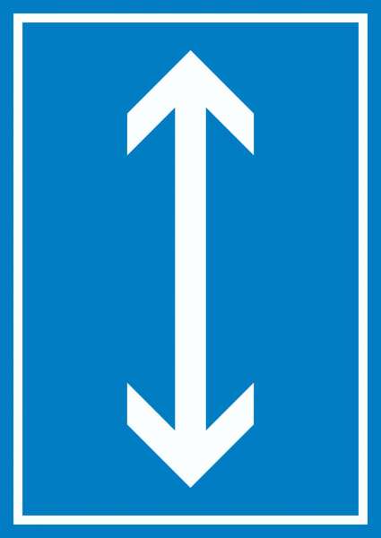 Richtungspfeil hoch runter Schild hochkant weiss blau Pfeil
