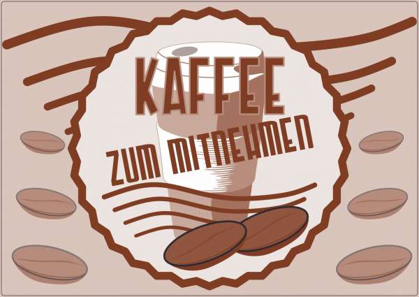 Werbeaufkleber Aufkleber Kaffee Mitnehmen