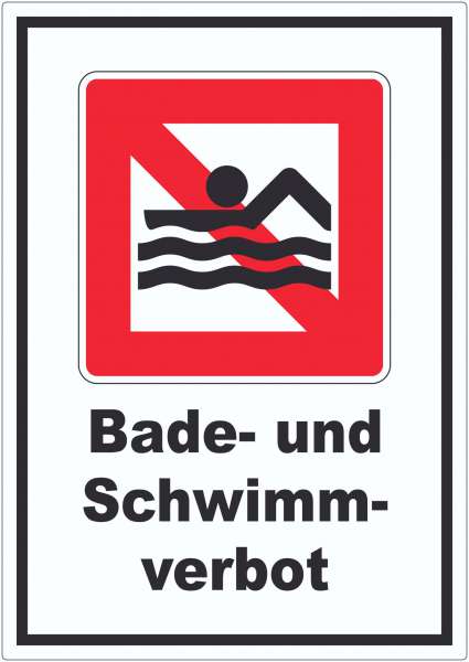 Schwimmen und Baden verboten Symbol und Text Aufkleber