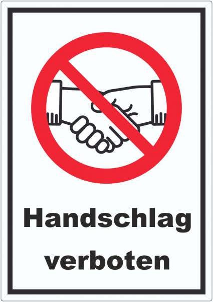 Handschlag verboten Aufkleber kein Händeschütteln Symbol und Text Aufkleber