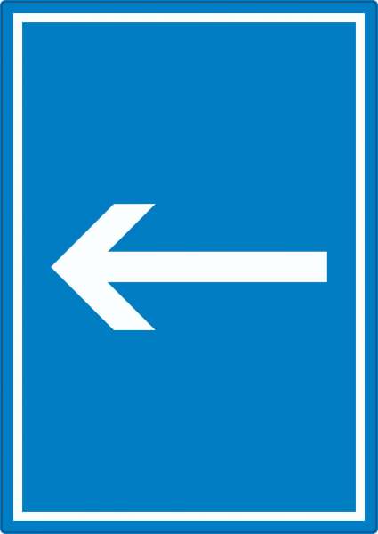 Richtungspfeil links Aufkleber hochkant weiss blau Pfeil