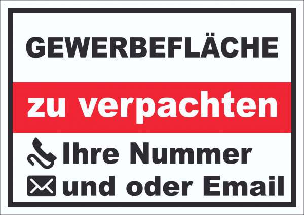 Gewerbefläche zu verpachten Schild