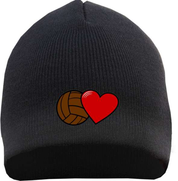 Fussball und Herz Beanie Mütze - Bestickt - Strickmütze Wintermütze