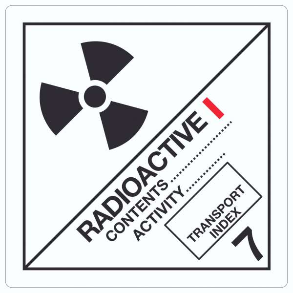 Aufkleber Quadrat radioaktive Stoffe Symbol Radioactive I-WEISS