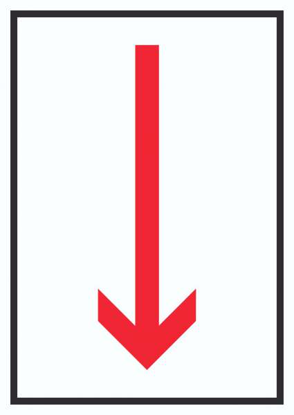 Richtungspfeil runter Schild hochkant rot weiss schwarz Pfeil