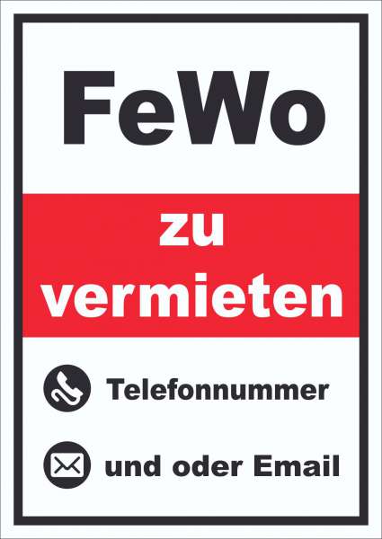 FeWo zu vermieten Schild hochkant