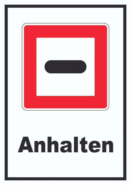 Anhalten Schild mit Symbol und Text Stopp