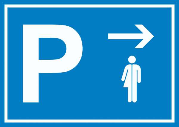Transgender Parkplatz Schild mit Richtungspfeil rechts waagerecht