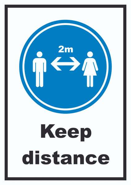 Keep distance Symbol und Text Schild