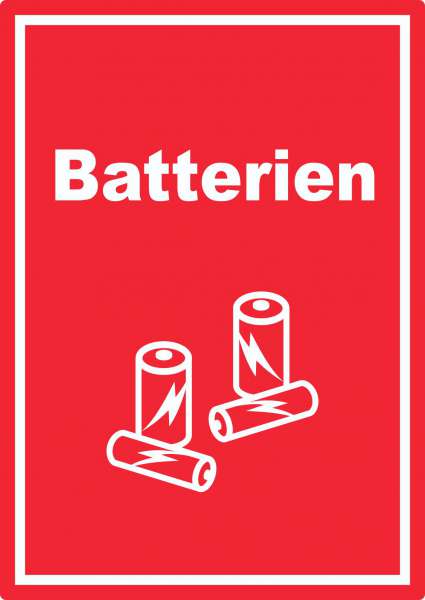 Batterien Mülltrennung Aufkleber Text Symbol AA AAA