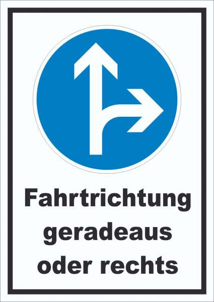 Schild Fahrtrichtung geradeaus oder rechts