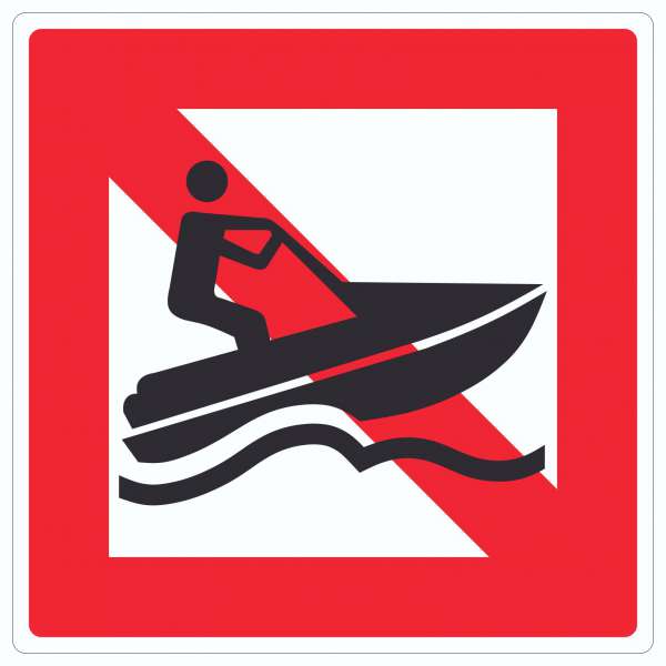 Jetski fahren verboten Symbol und Text