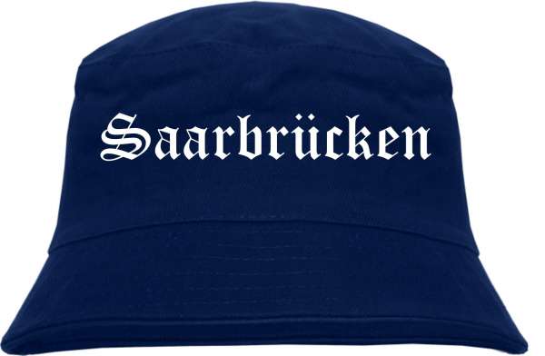 Saarbrücken Fischerhut - Dunkelblau - Altdeutsch - bedruckt - Bucket Hat Anglerhut Hut