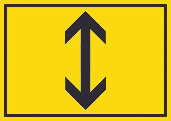 Richtungspfeil hoch runter Schild waagerecht schwarz gelb Pfeil