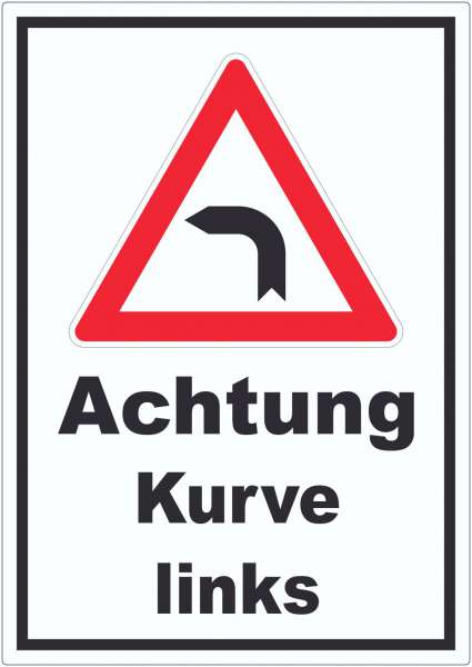 Aufkleber Achtung Kurve links