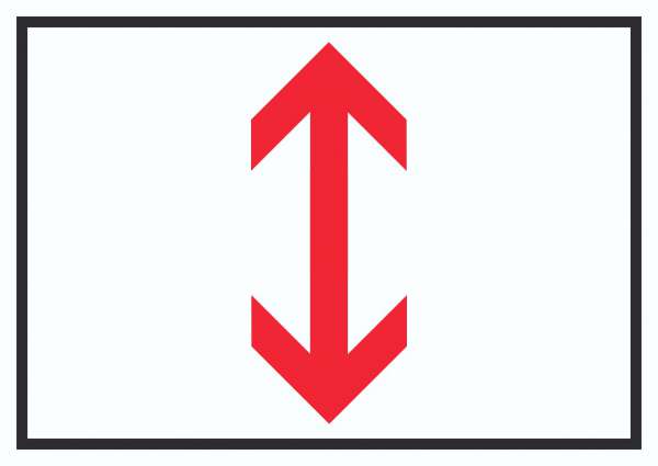 Richtungspfeil hoch runter Schild waagerecht rot weiss schwarz Pfeil