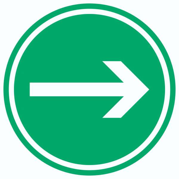 Richtungspfeil rechts Aufkleber Kreis weiss grün Pfeil