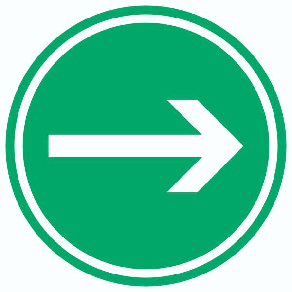 Richtungspfeil rechts Aufkleber Kreis weiss grün Pfeil