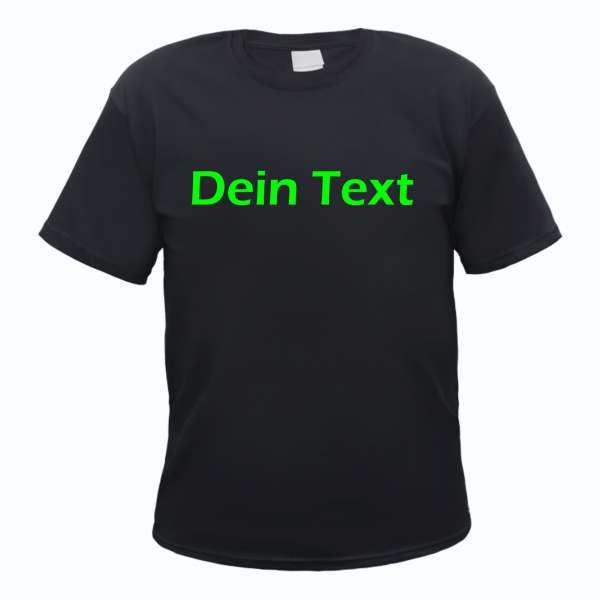 Individuelles Herren T-Shirt - schwarz - NEON - Blockschrift - mit Wunschtext bedruckt