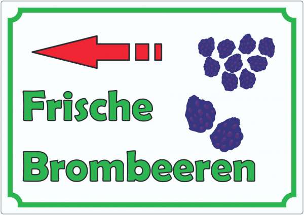 Werbeaufkleber Aufkleber Brombeeren mit Pfeil nach links