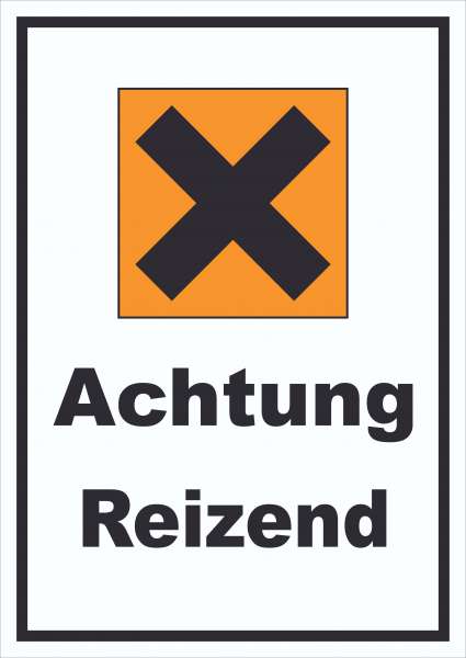 Schild Gefahrensymbol Reizend Kreuz hochkant